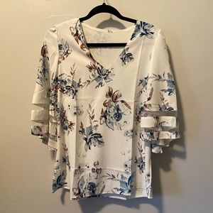 Floral White Top